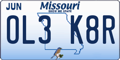 MO license plate OL3K8R
