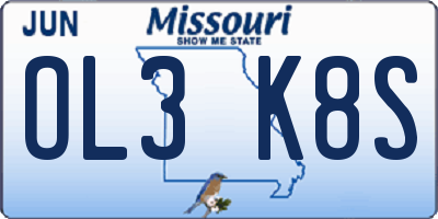 MO license plate OL3K8S
