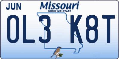MO license plate OL3K8T
