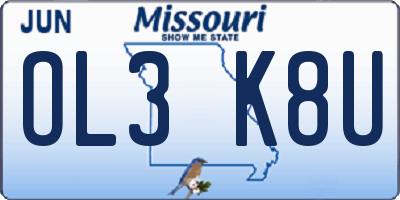 MO license plate OL3K8U