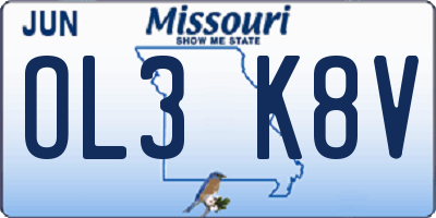MO license plate OL3K8V