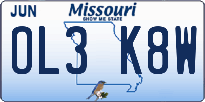 MO license plate OL3K8W