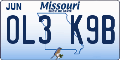 MO license plate OL3K9B
