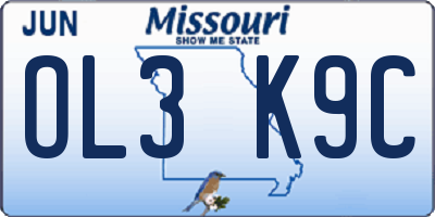 MO license plate OL3K9C