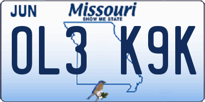 MO license plate OL3K9K