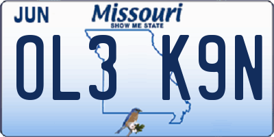 MO license plate OL3K9N