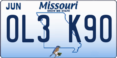 MO license plate OL3K9O