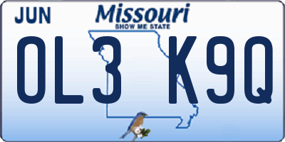 MO license plate OL3K9Q