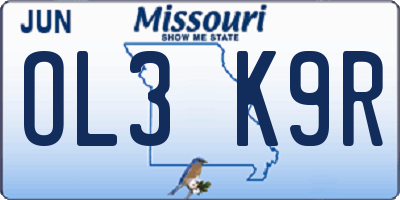 MO license plate OL3K9R
