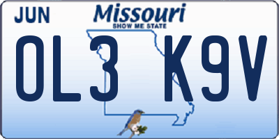 MO license plate OL3K9V