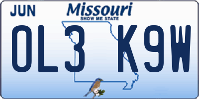 MO license plate OL3K9W