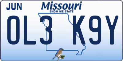 MO license plate OL3K9Y