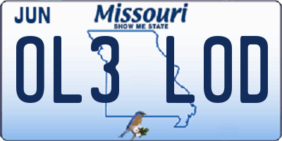 MO license plate OL3L0D