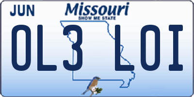 MO license plate OL3L0I