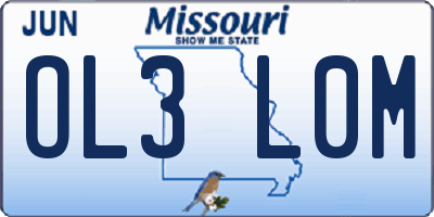 MO license plate OL3L0M