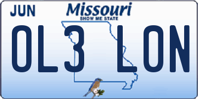 MO license plate OL3L0N