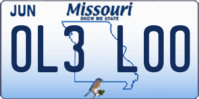 MO license plate OL3L0O