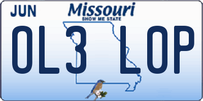 MO license plate OL3L0P