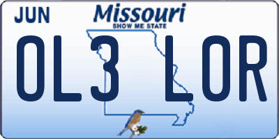 MO license plate OL3L0R