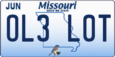 MO license plate OL3L0T
