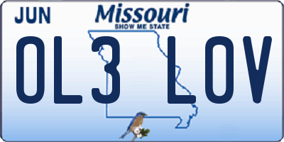 MO license plate OL3L0V