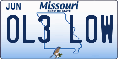 MO license plate OL3L0W
