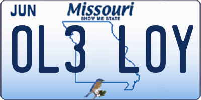 MO license plate OL3L0Y