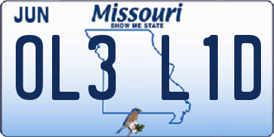 MO license plate OL3L1D