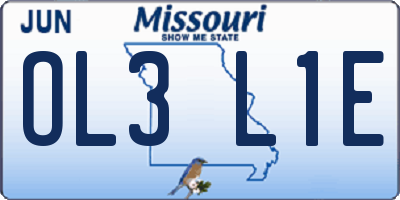 MO license plate OL3L1E
