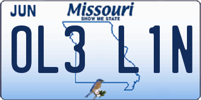MO license plate OL3L1N