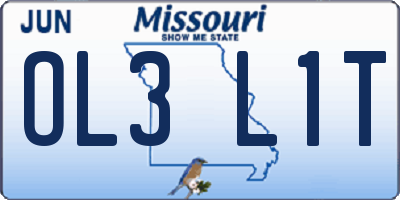 MO license plate OL3L1T