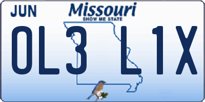 MO license plate OL3L1X