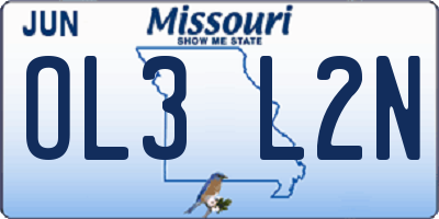 MO license plate OL3L2N