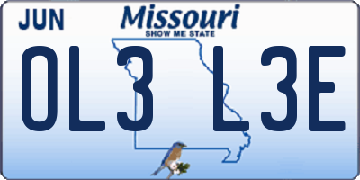 MO license plate OL3L3E