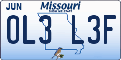 MO license plate OL3L3F