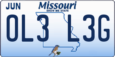 MO license plate OL3L3G
