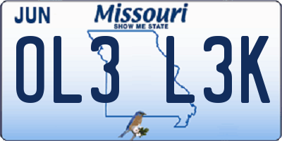 MO license plate OL3L3K