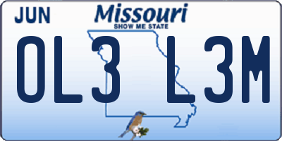 MO license plate OL3L3M