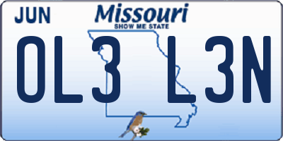 MO license plate OL3L3N
