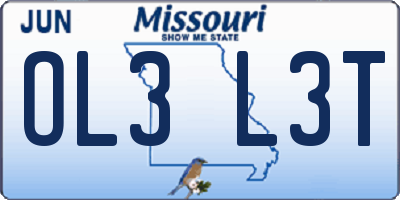 MO license plate OL3L3T