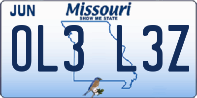 MO license plate OL3L3Z