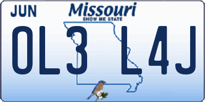 MO license plate OL3L4J