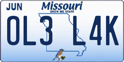 MO license plate OL3L4K