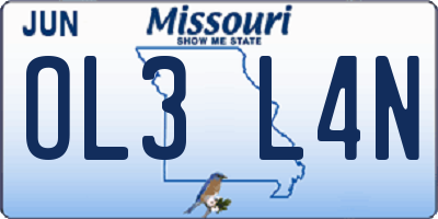 MO license plate OL3L4N