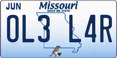 MO license plate OL3L4R