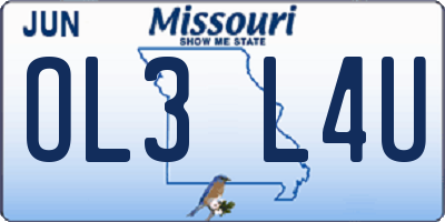 MO license plate OL3L4U