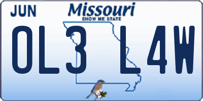 MO license plate OL3L4W