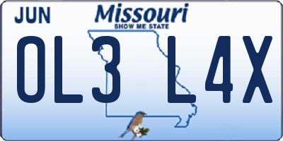 MO license plate OL3L4X
