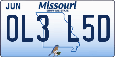 MO license plate OL3L5D