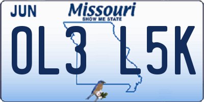 MO license plate OL3L5K